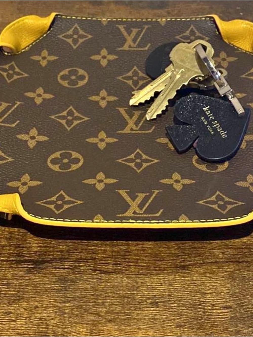 Louis Vuitton Monogram Leather Tray with Yellow Trim-authentic - jewelry/ key